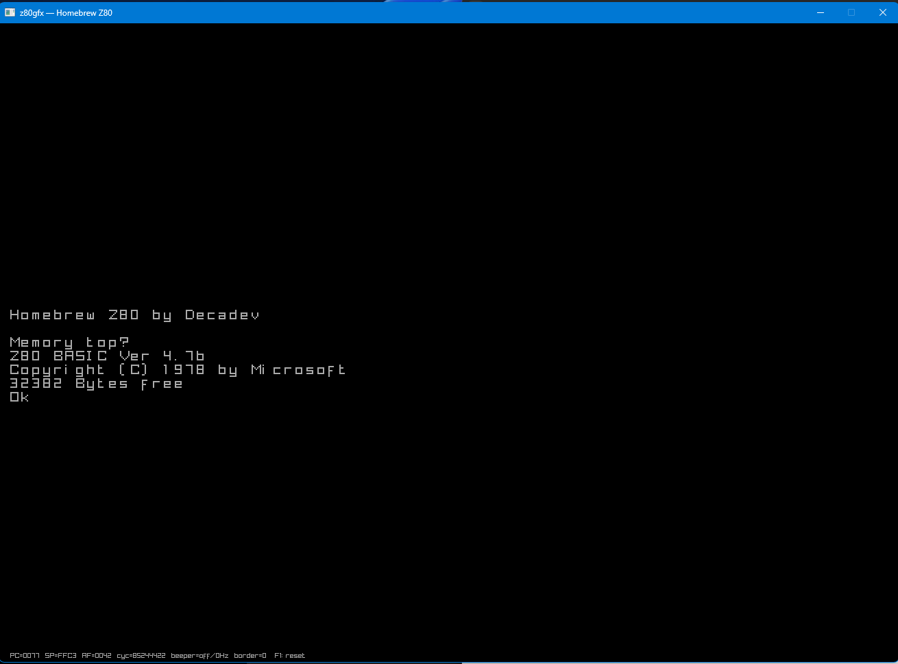 z80gfx running Nascom BASIC